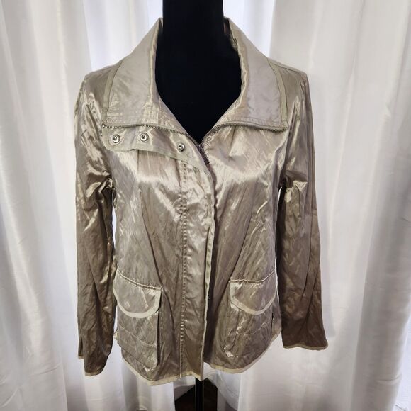 Lauren Ralph Lauren Active Sport Jacket Large Womens Silver Retro Designer Rave - Picture 1 of 12